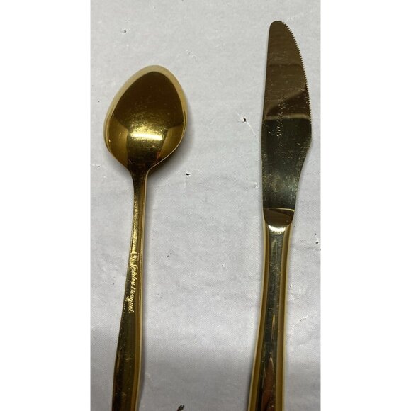 Gold Electroplate J H Carlyle Golden Bouquet 4 Piece Setting For 1 - Picture 8 of 9